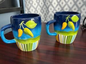 Noble Excellence Muy Caliente Coffee Mugs Earthenware Set of 2 Jalapeños